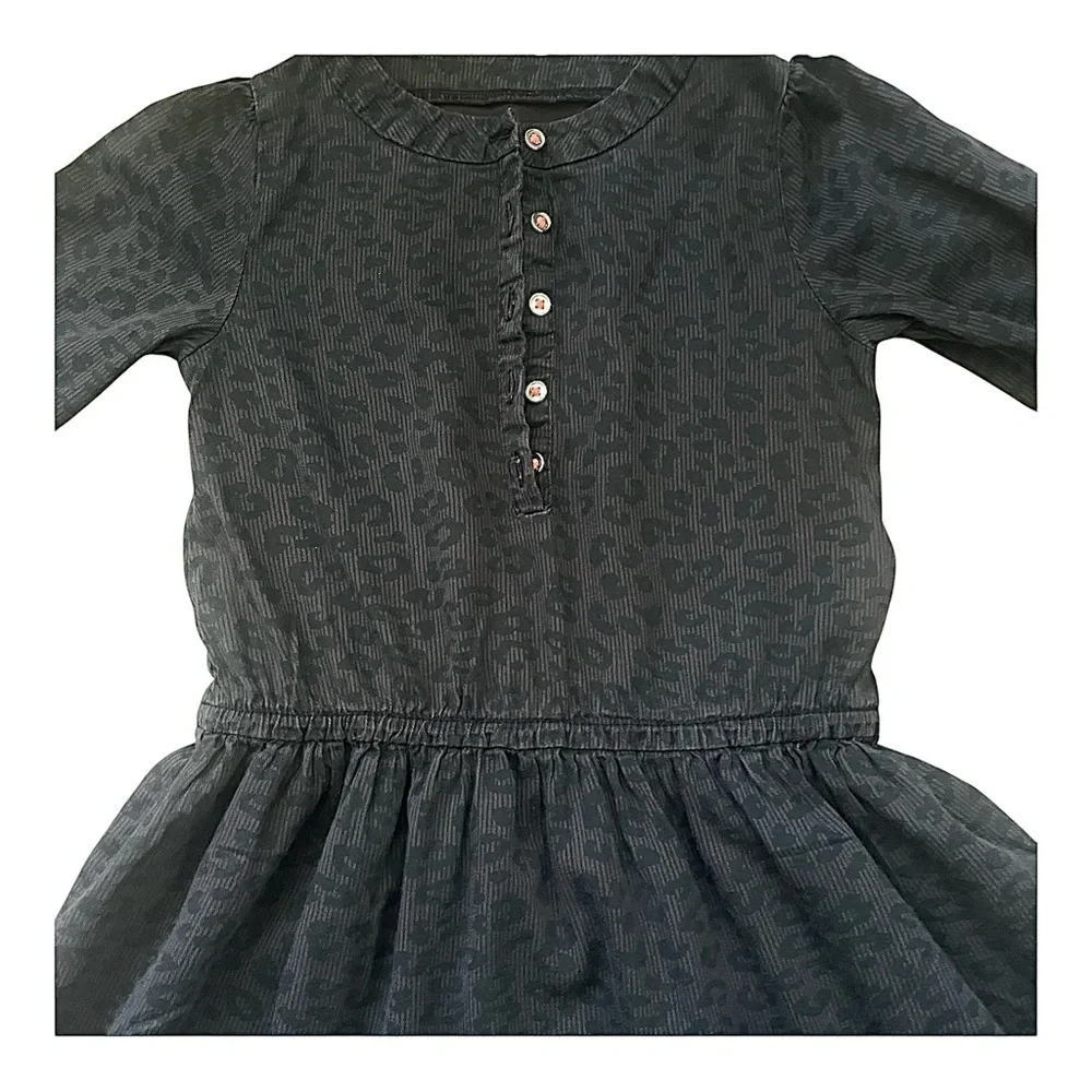 Carter’s casual twirl bodysuit dress Girl 4T midnight leopard print front button